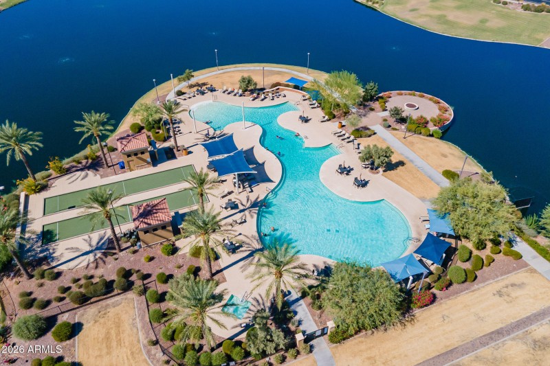 Aerial of resort pool