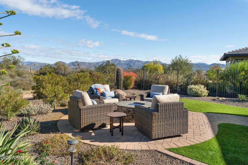 Firepit with mountain view