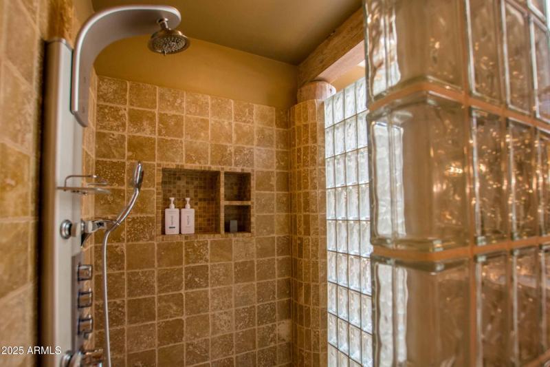 stunning glass block shower