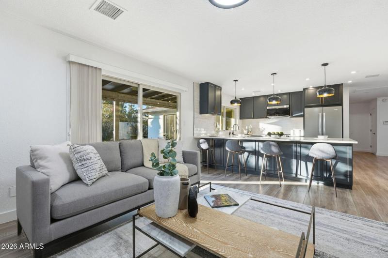 Family Room, Kitchen & Backyard