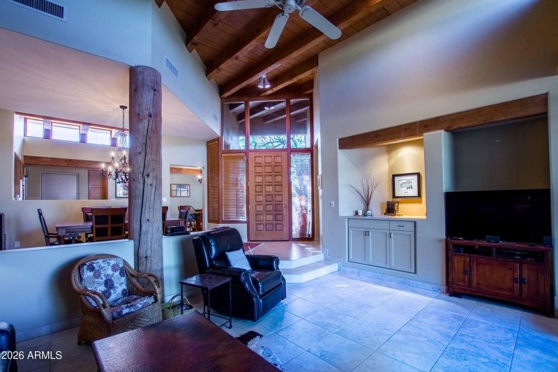 the view toward the front entrance