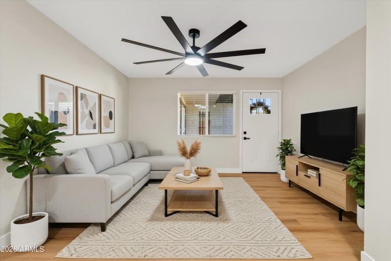 Virtually staged living room