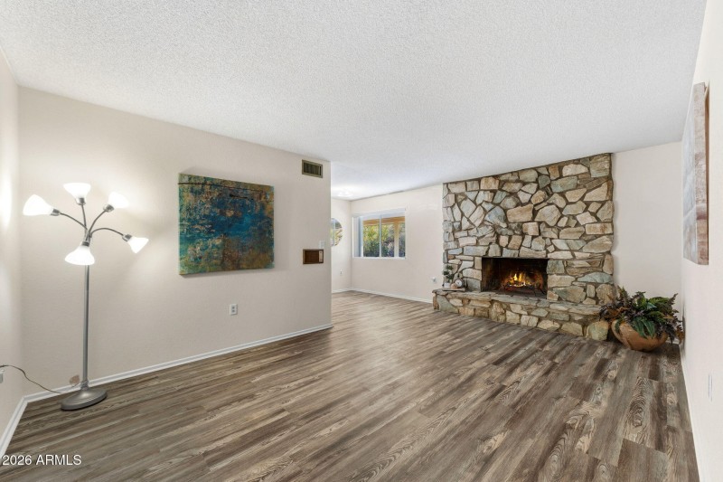 Family room with fireplace