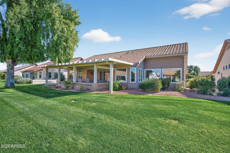 Extended Covered Back Patio & Grass