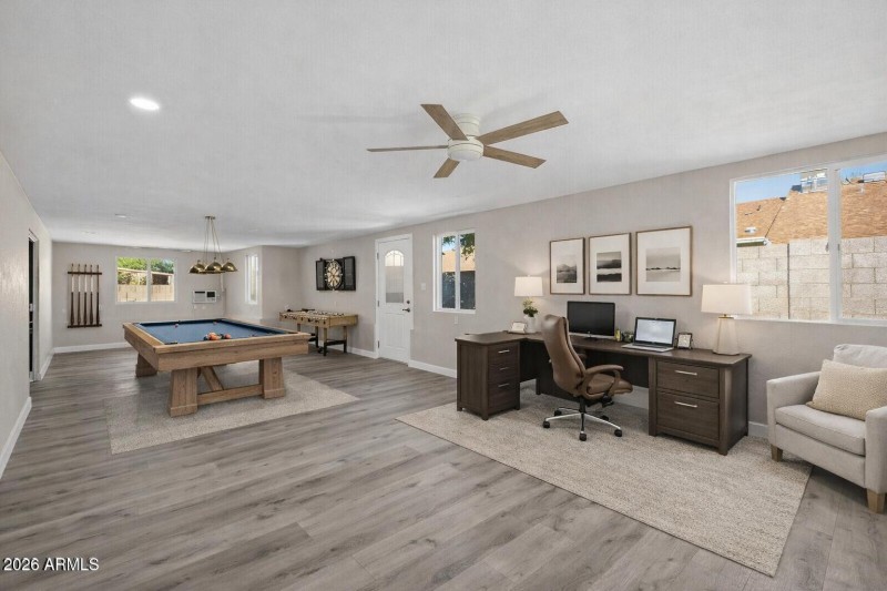 game room with office