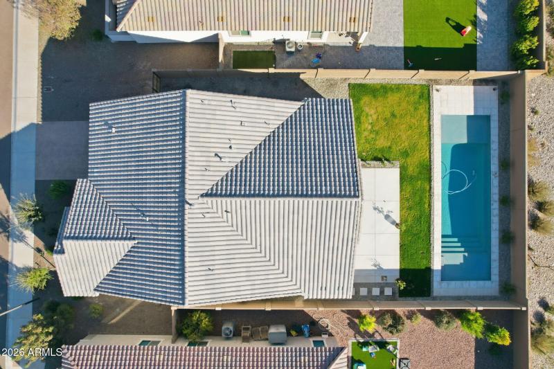 Aerial view of lot & home