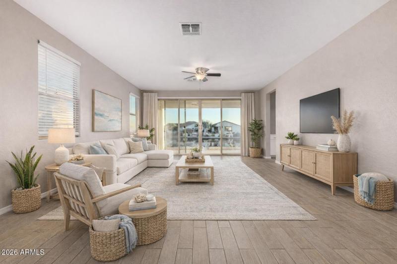 Virtually staged family room