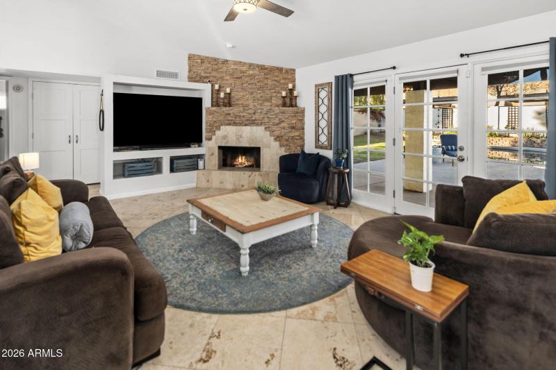 Living room with fireplace