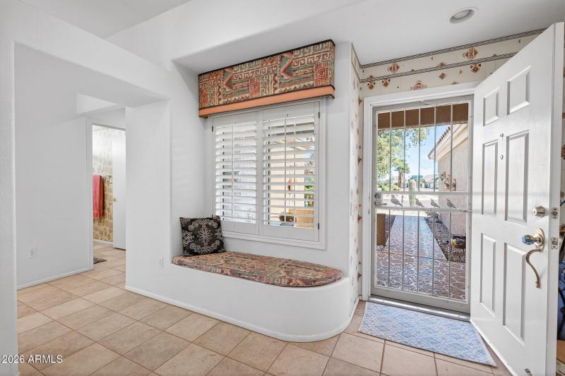 Bench seating at entry