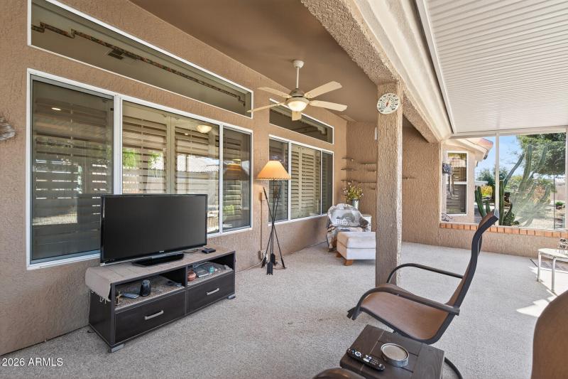 Outdoor living room on the back patio