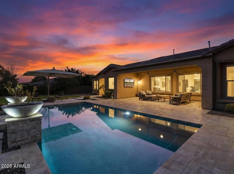 Pool view at night