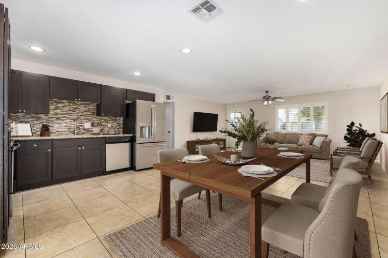 Virtually Staged Open Floor Plan