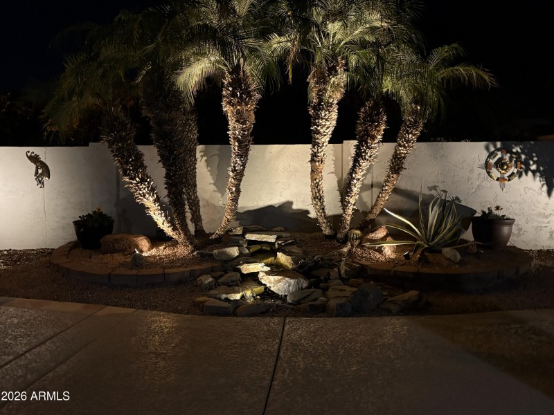 Backyard Waterfall nighttime