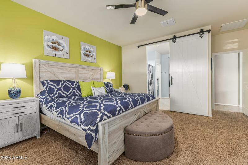 Primary Bedroom With Custom Barn Door
