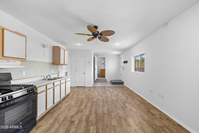 Living area and kitchen