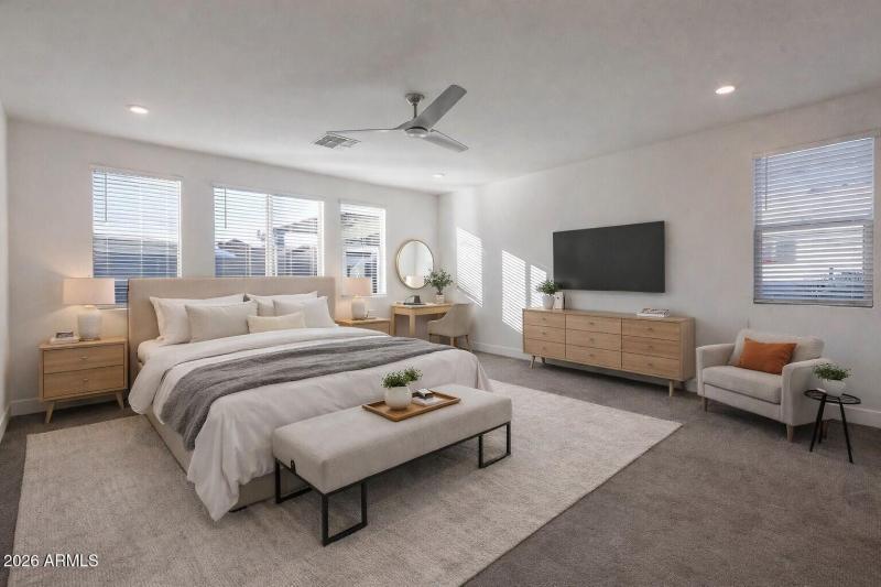 virtually staged primary bedroom