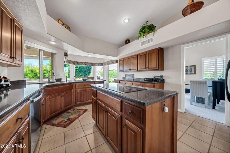 Kitchen with view of DR