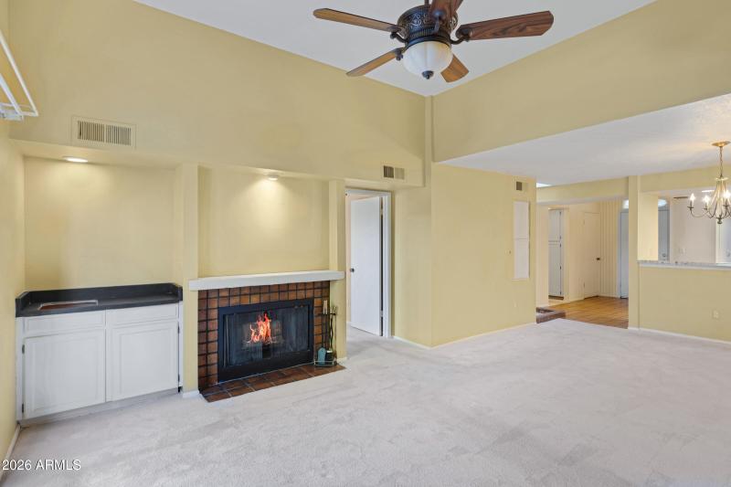 Great room with wood buring fireplace