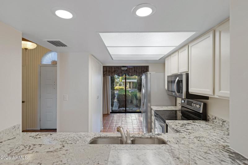 View of kitchen from the dining room