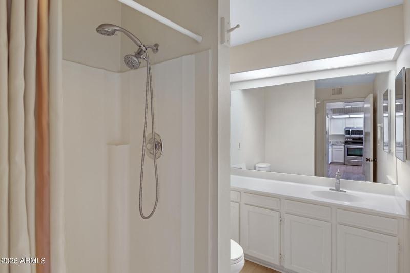 Guest bathroom stand up shower