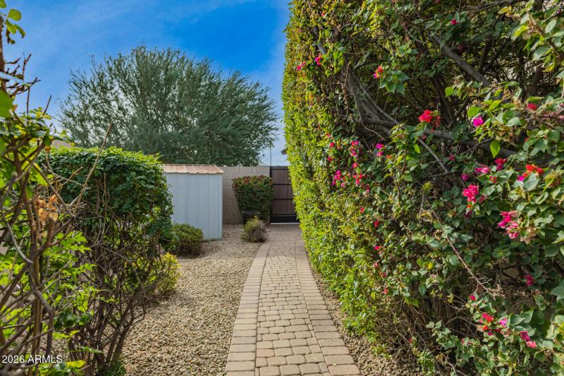 Shed provides additional storage.