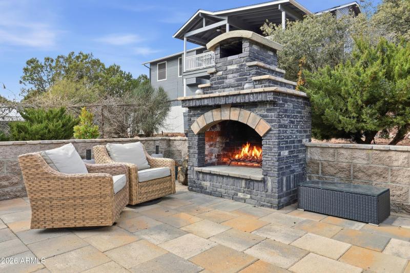 Back Patio & Brick Fireplace