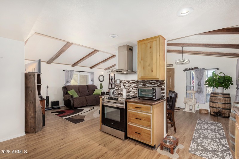 Kitchen open to living room