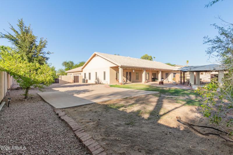 Large landscaped backyard