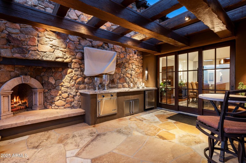 Dining Patio with TV and Fireplace