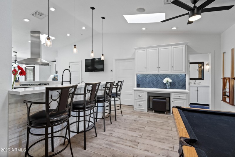 kitchen desk and 3/4bath