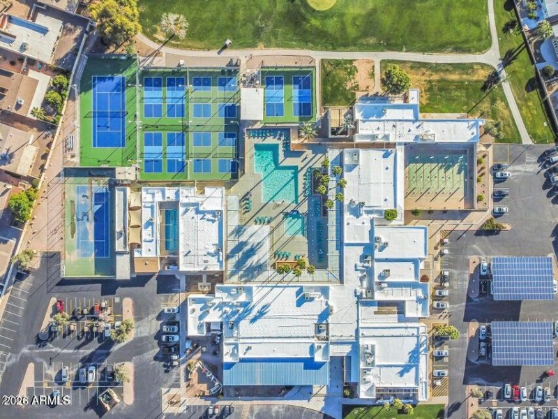 Courts and pools with drone