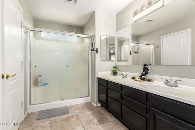 Primary bathroom with double sinks
