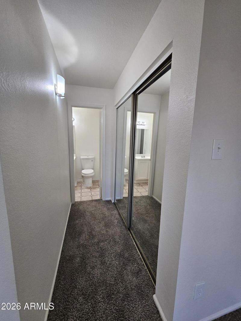 upstairs closet and access to bath