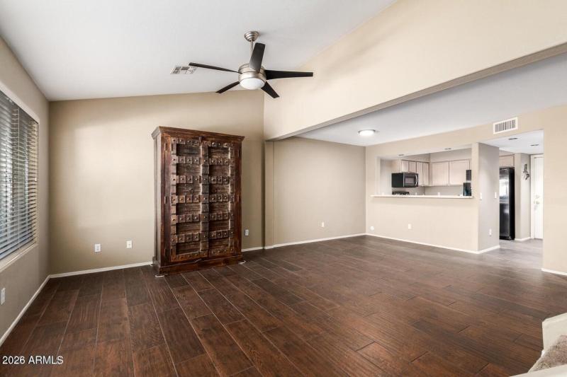 Living Room, Handscraped Dark Laminate F