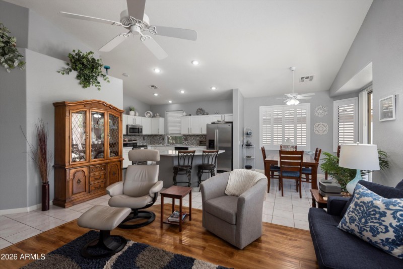 Living Room to Kitchen and Dining Room