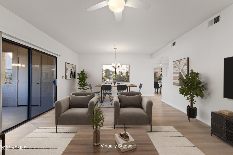 Living- Dining, Staged