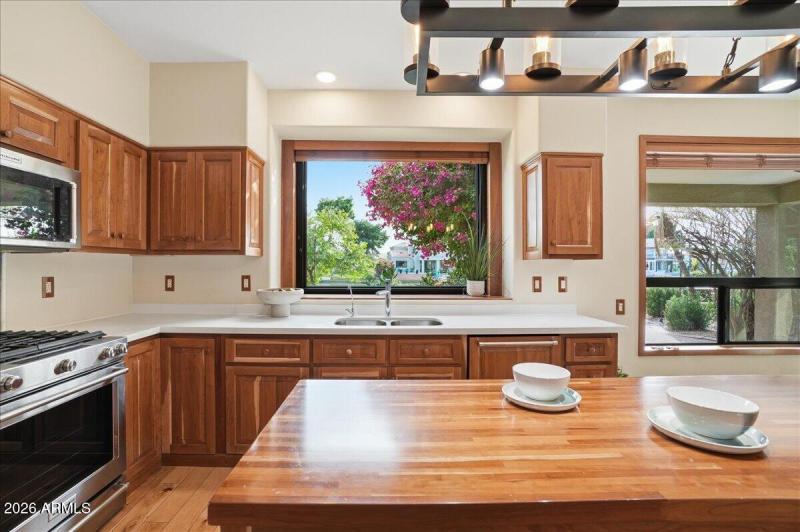 Kitchen with lake views