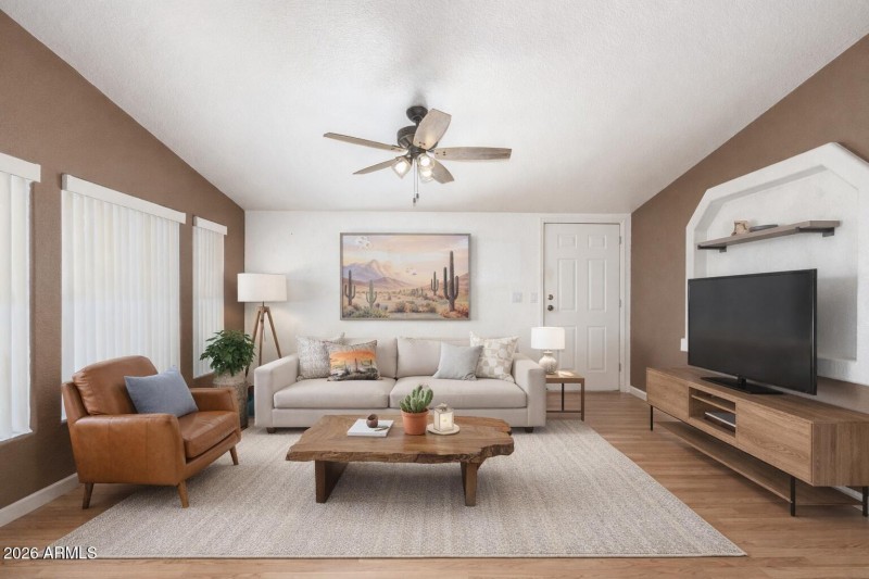 Virtually staged living room