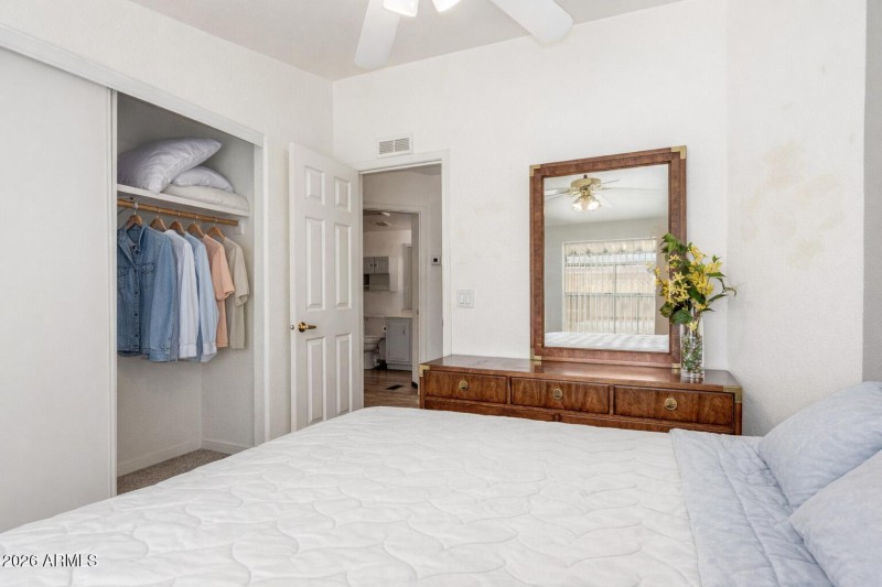 Virtually staged guest bedroom