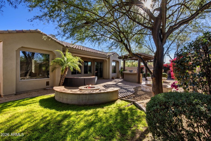 Fireplace and Grass Area