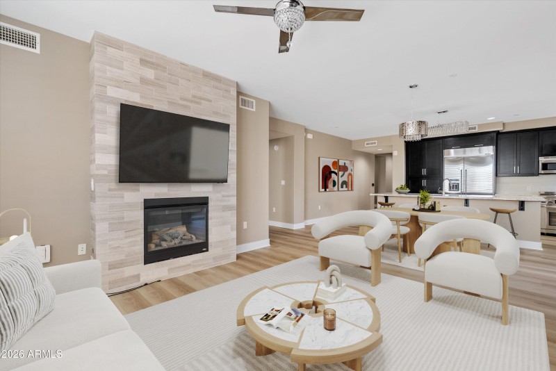 Great room virtually staged