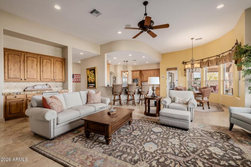 Built in storage with wine cooler