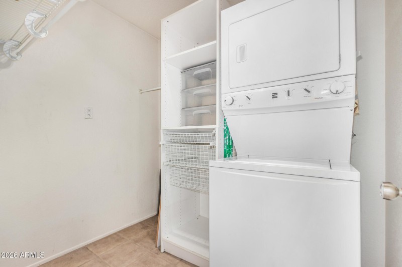 Stackable washer and dryer upstairs