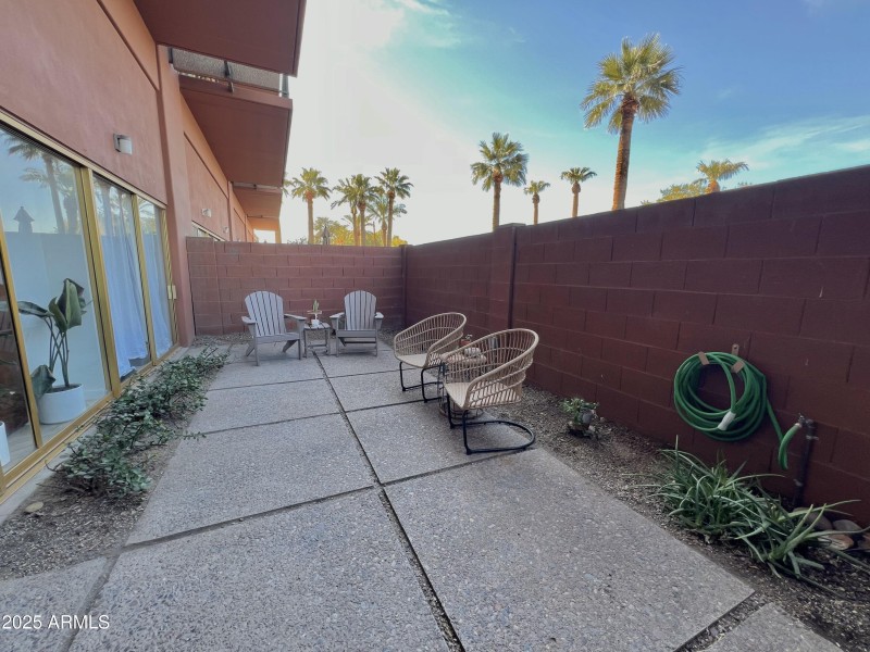 Outside patio looking W