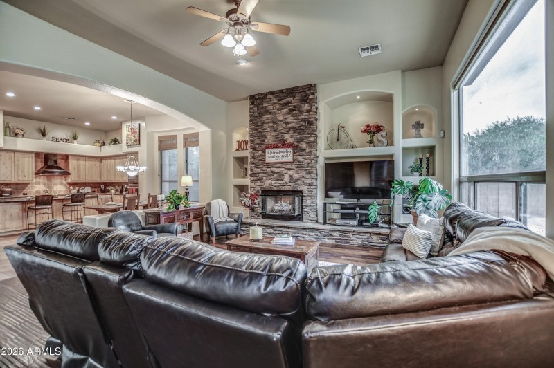 Family room showing kitcher