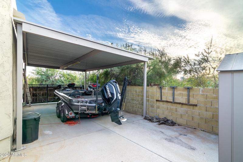 Covered area behind RV gate
