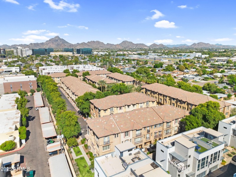Aerial View with Mountain Backdrop