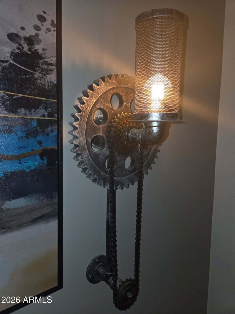 close up of entry chandileir