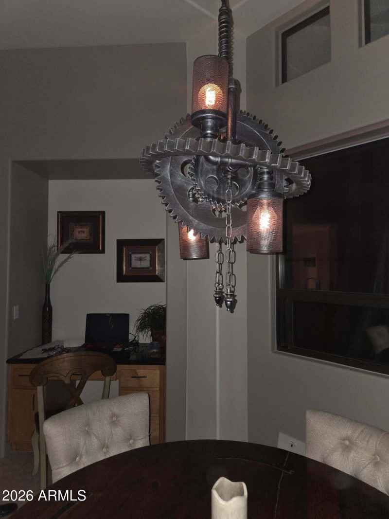 details of dining room chandileer