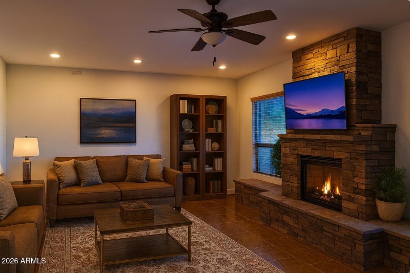 Virtually staged-at dusk